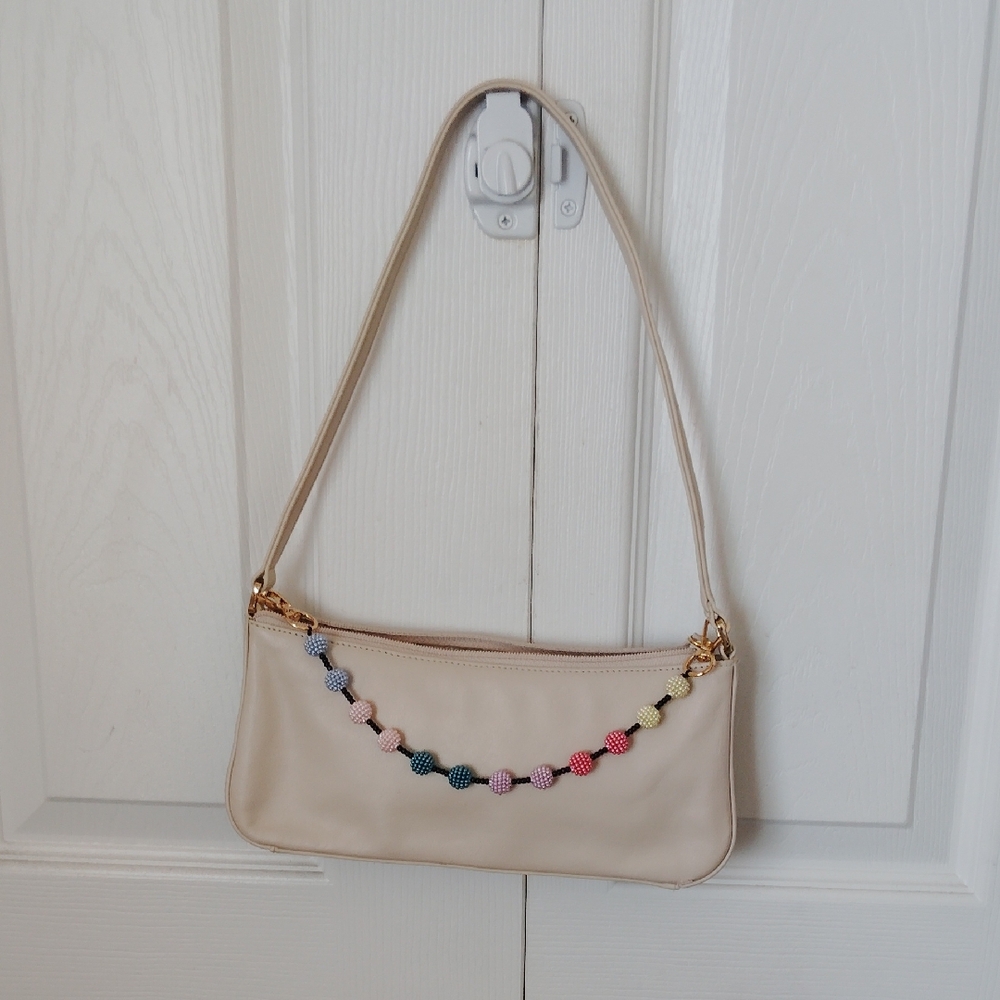 Giani Bernini Cream Shoulder Bag with Braided Bag charm